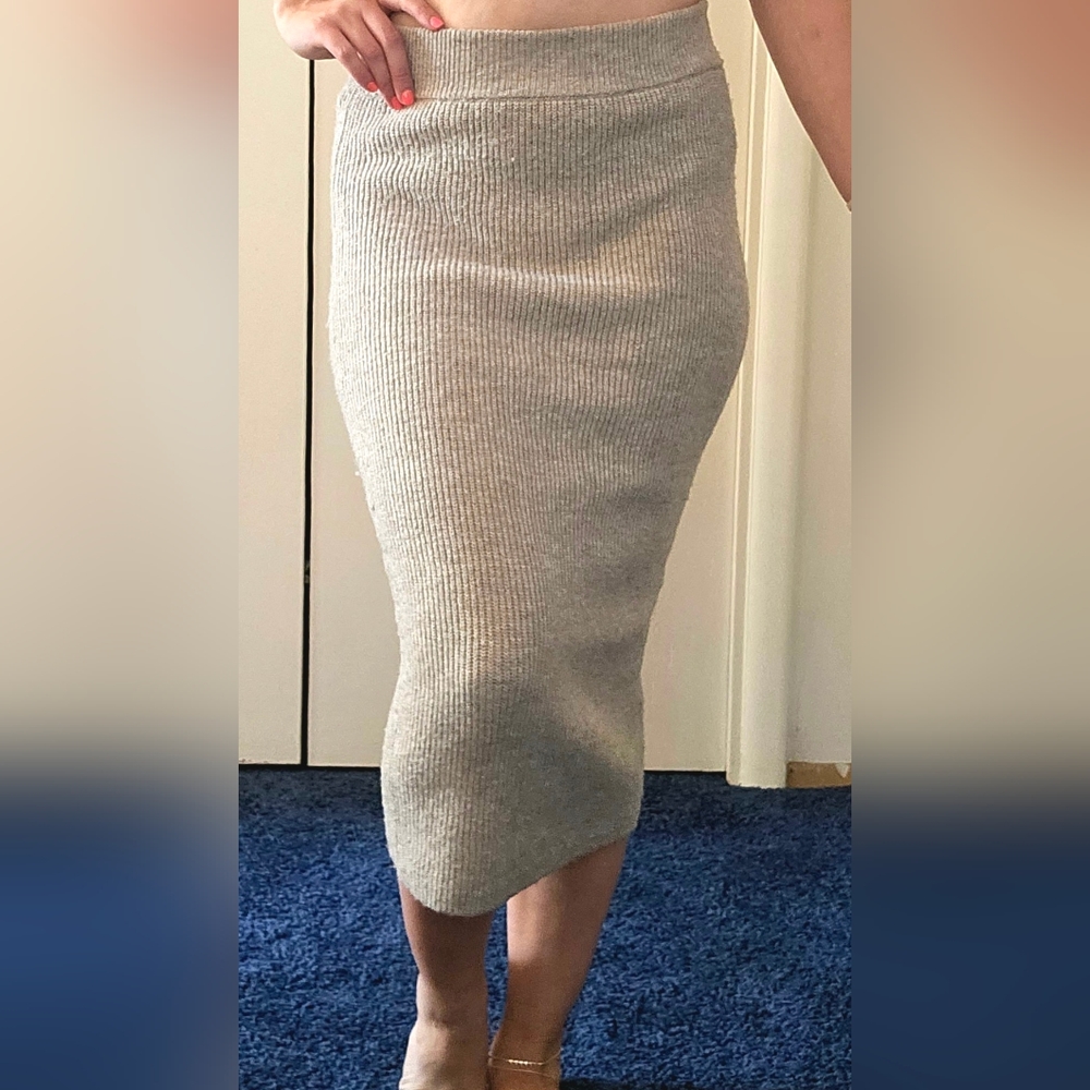 Cream Winter Pencil Skirt